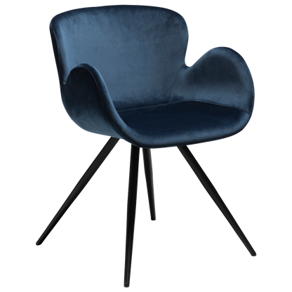 [var:Bezug=Mitternachtsblauer Samt mit schwarzen Beinen] GAIA Sessel