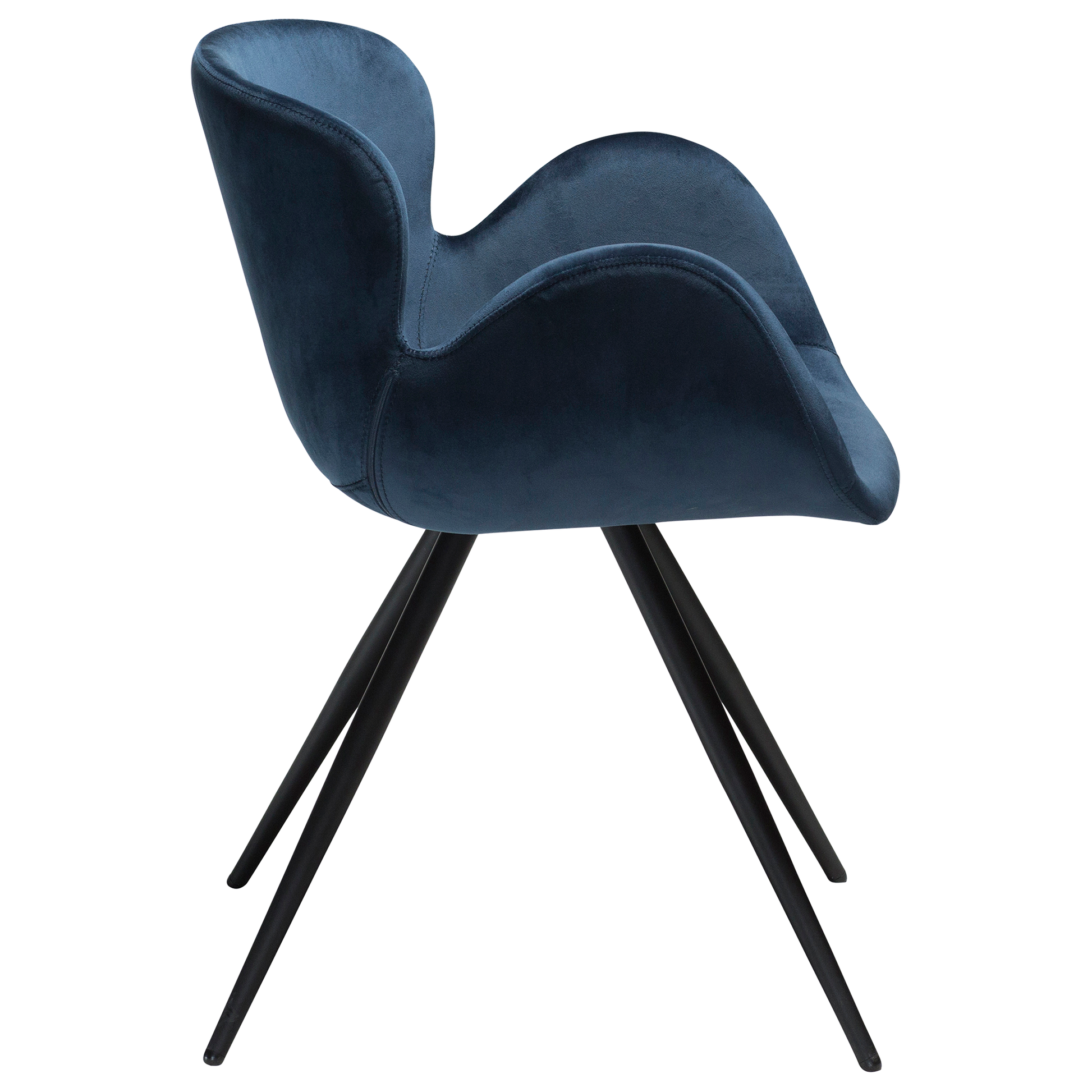[var:Bezug=Mitternachtsblauer Samt mit schwarzen Beinen] GAIA Sessel