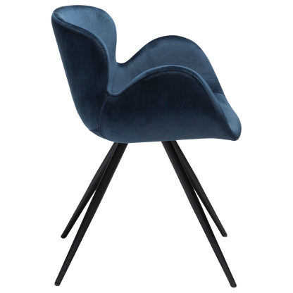 [var:Bezug=Mitternachtsblauer Samt mit schwarzen Beinen] GAIA Sessel