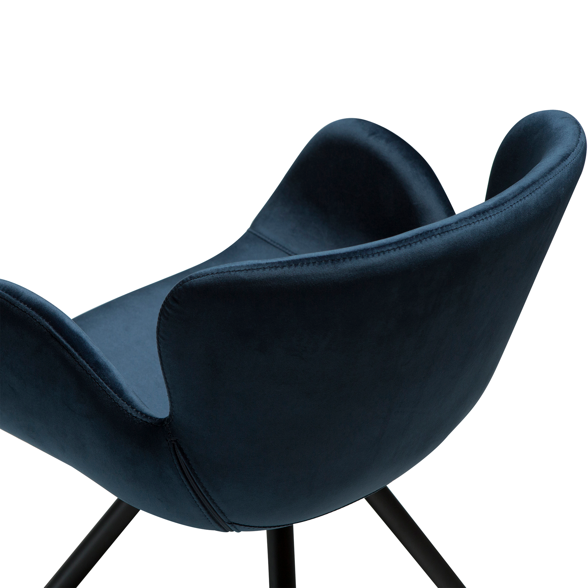 [var:Bezug=Mitternachtsblauer Samt mit schwarzen Beinen] GAIA Sessel