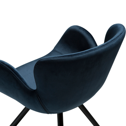 [var:Bezug=Mitternachtsblauer Samt mit schwarzen Beinen] GAIA Sessel