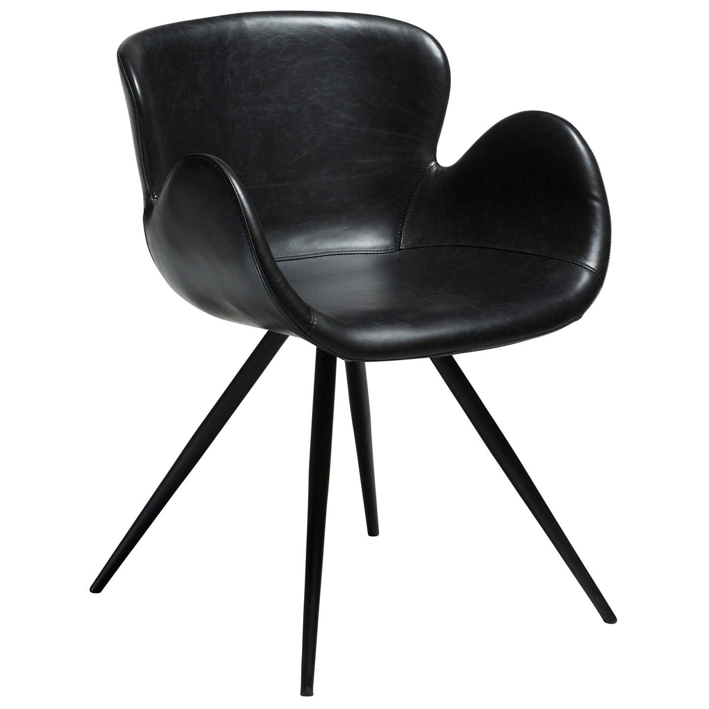 [var:Bezug=Vintage schwarzes Kunstleder mit schwarzen Beinen] GAIA Sessel