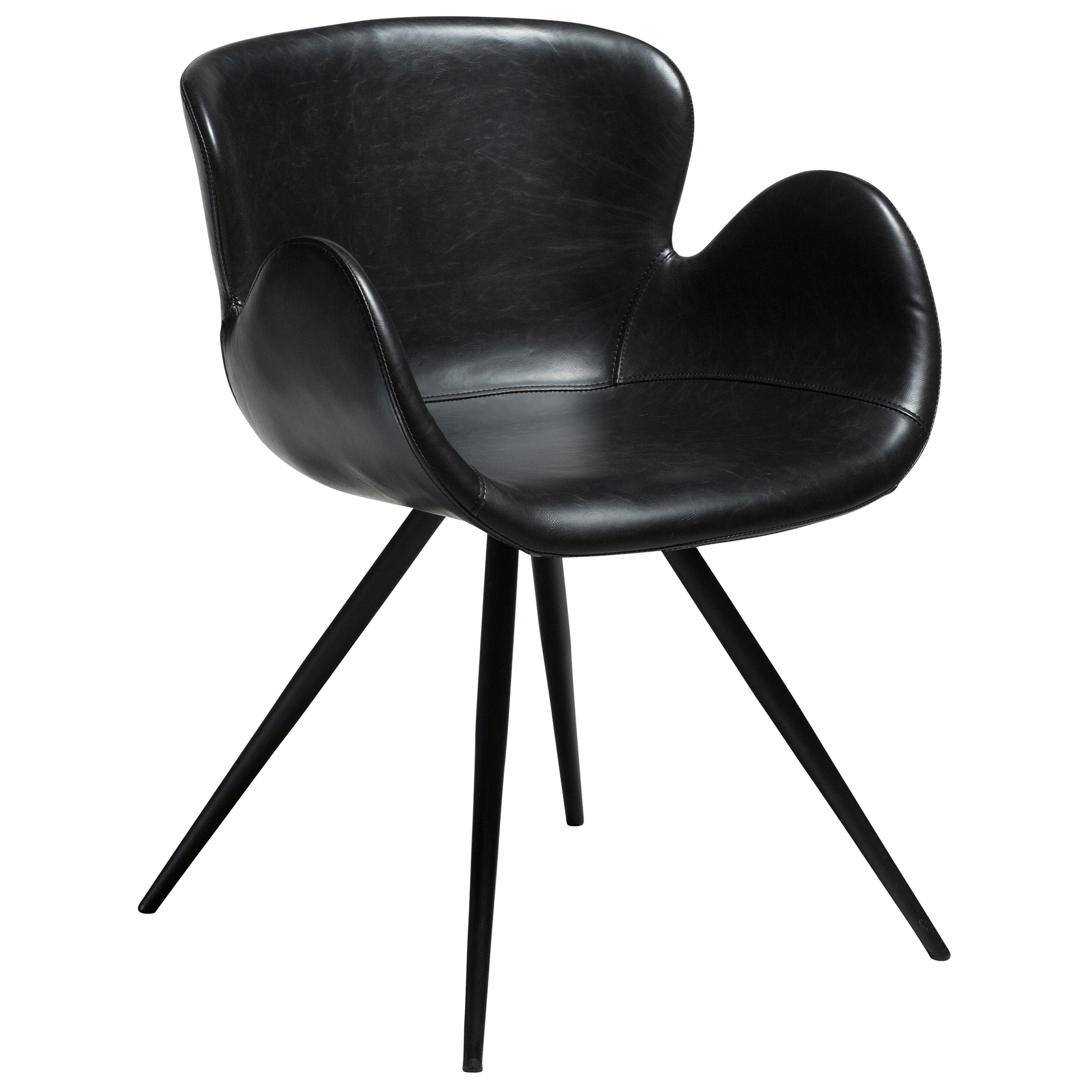 [var:Bezug=Vintage schwarzes Kunstleder mit schwarzen Beinen] GAIA Sessel