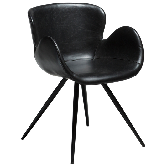 [var:Bezug=Vintage schwarzes Kunstleder mit schwarzen Beinen] GAIA Sessel