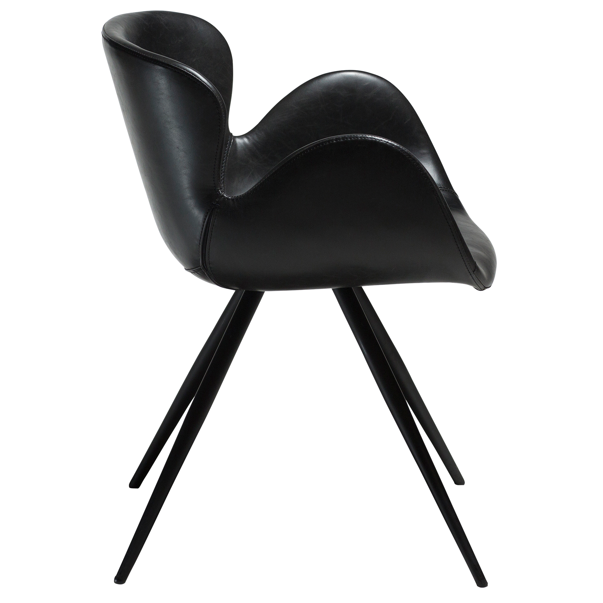 [var:Bezug=Vintage schwarzes Kunstleder mit schwarzen Beinen] GAIA Sessel