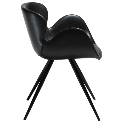 [var:Bezug=Vintage schwarzes Kunstleder mit schwarzen Beinen] GAIA Sessel