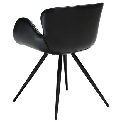 [var:Bezug=Vintage schwarzes Kunstleder mit schwarzen Beinen] GAIA Sessel