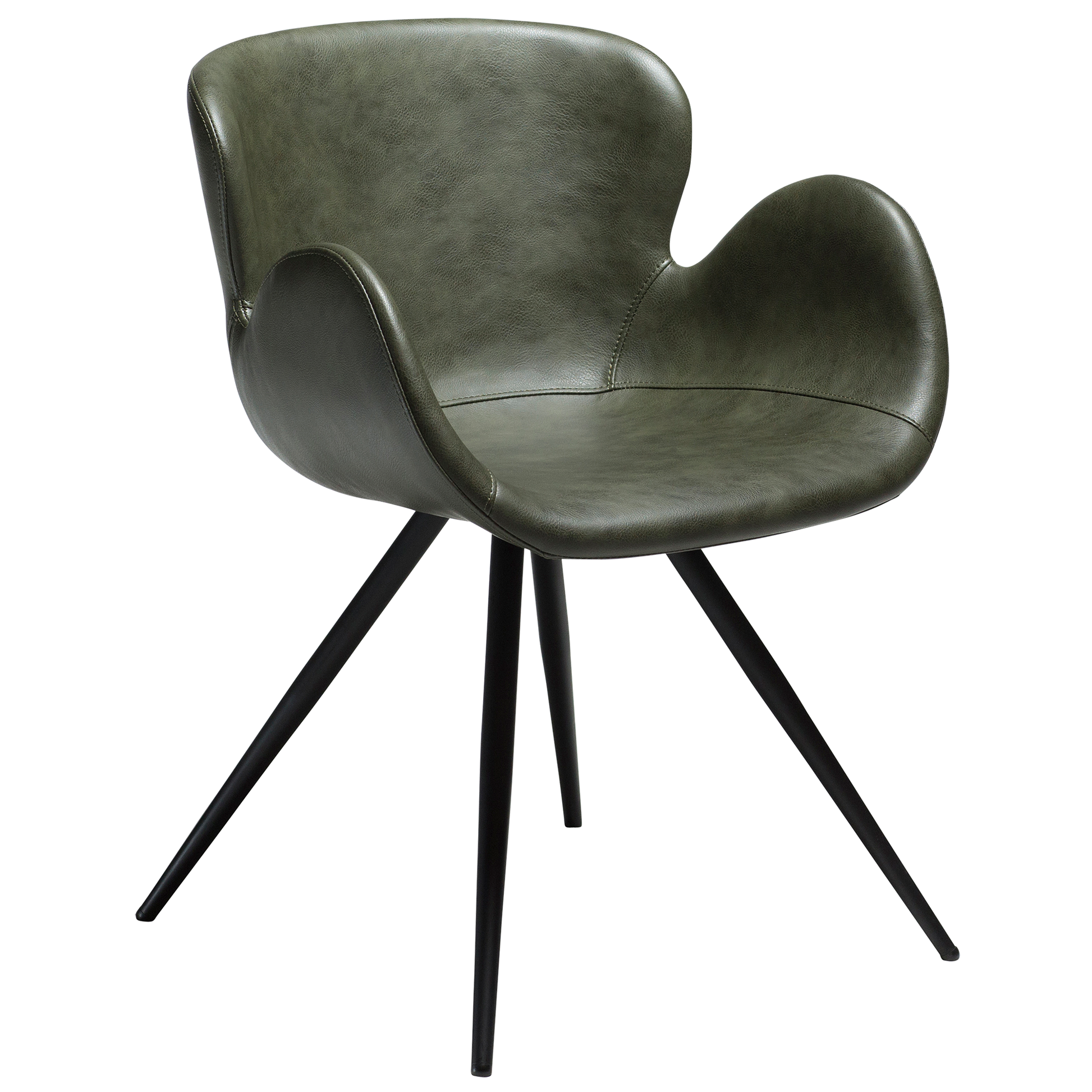 [var:Bezug=Vintage grünes Kunstleder mit schwarzen Beinen] GAIA Sessel