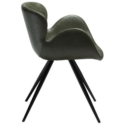 [var:Bezug=Vintage grünes Kunstleder mit schwarzen Beinen] GAIA Sessel