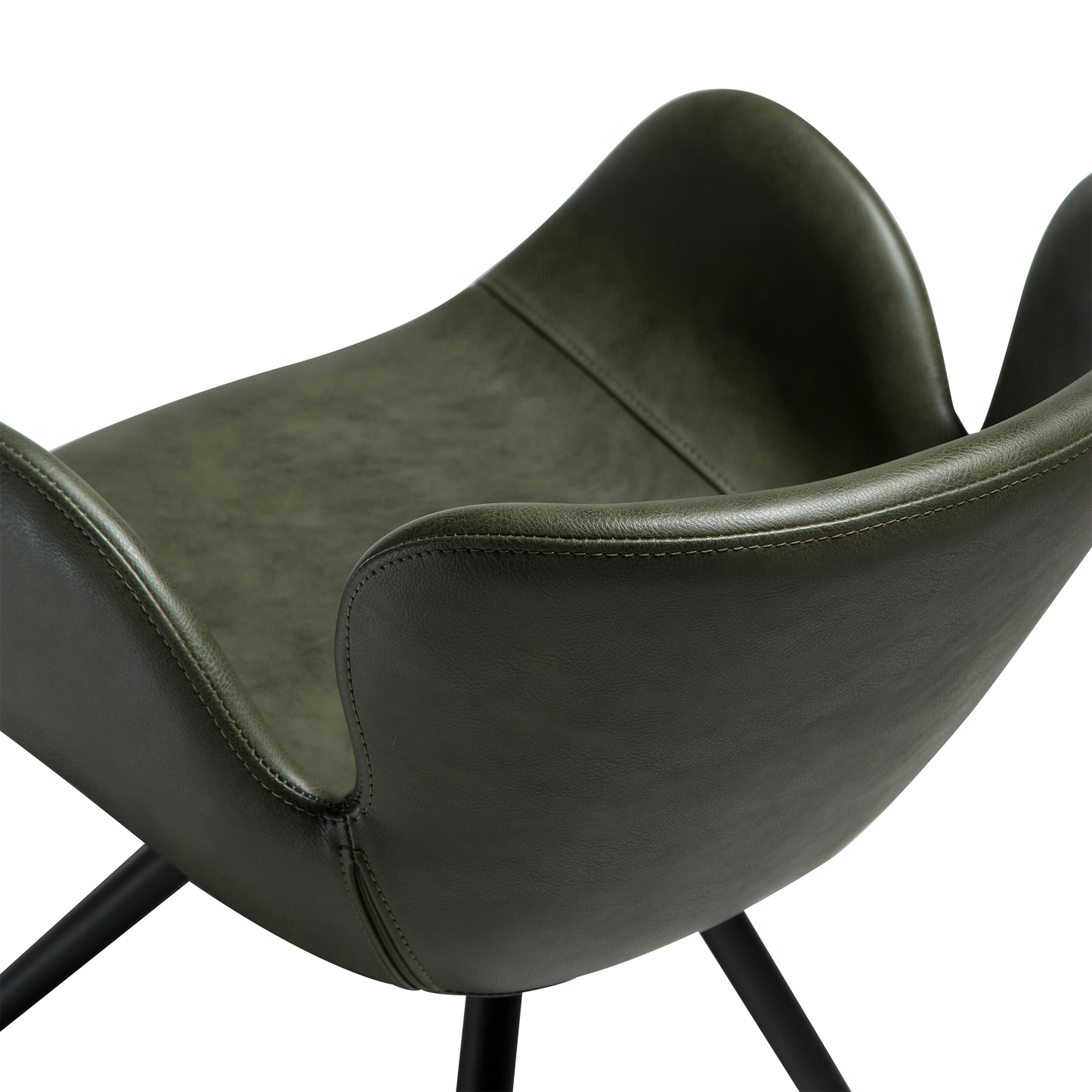 [var:Bezug=Vintage grünes Kunstleder mit schwarzen Beinen] GAIA Sessel