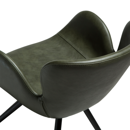 [var:Bezug=Vintage grünes Kunstleder mit schwarzen Beinen] GAIA Sessel