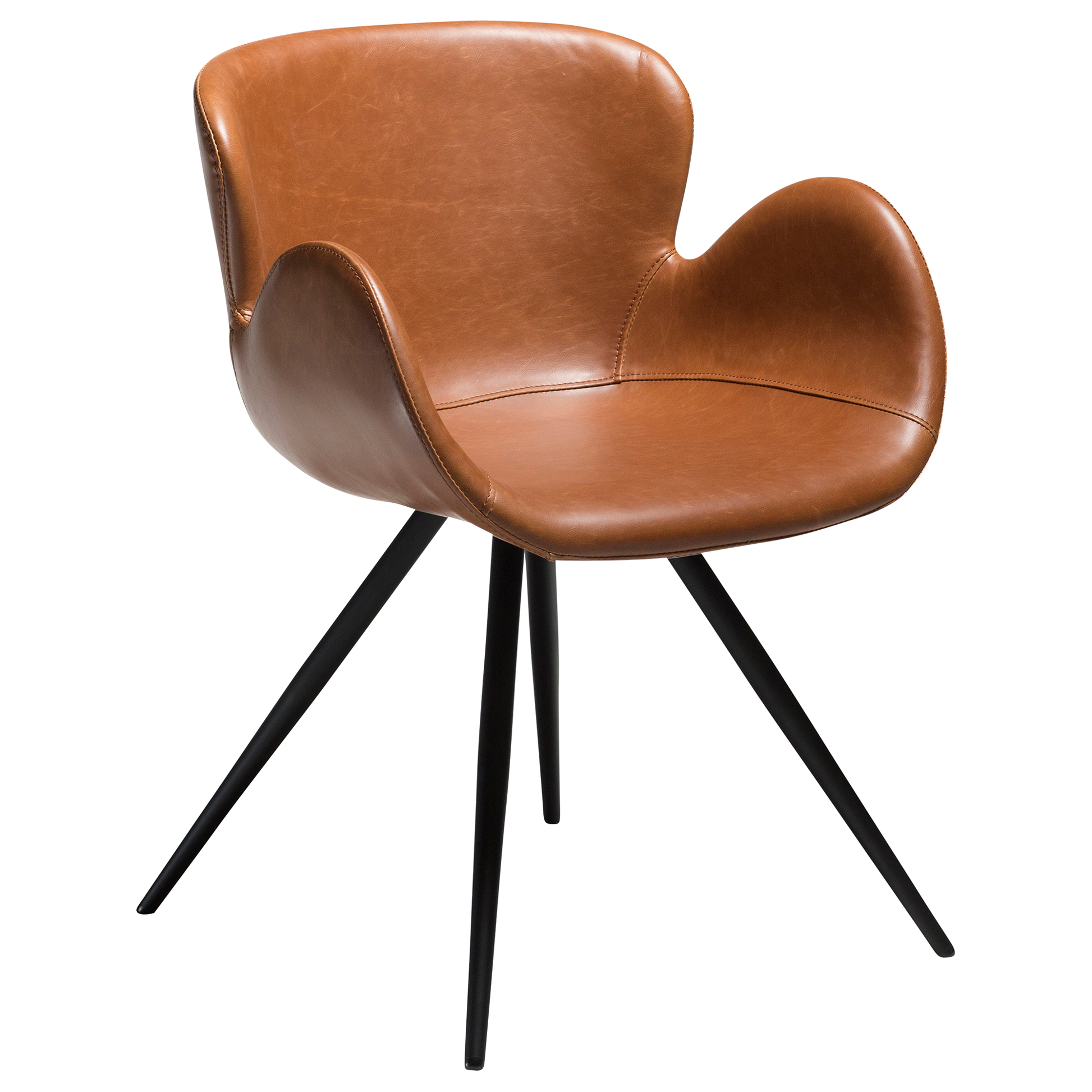 [var:Bezug=Vintage hellbraunes Kunstleder mit schwarzen Beinen] GAIA Sessel