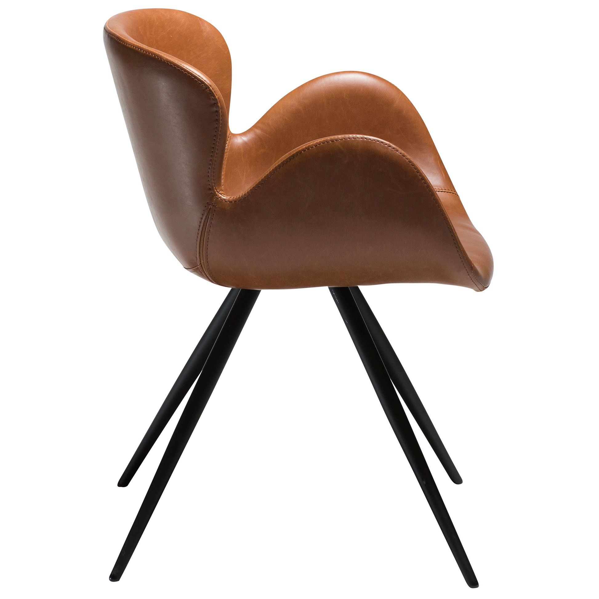 [var:Bezug=Vintage hellbraunes Kunstleder mit schwarzen Beinen] GAIA Sessel