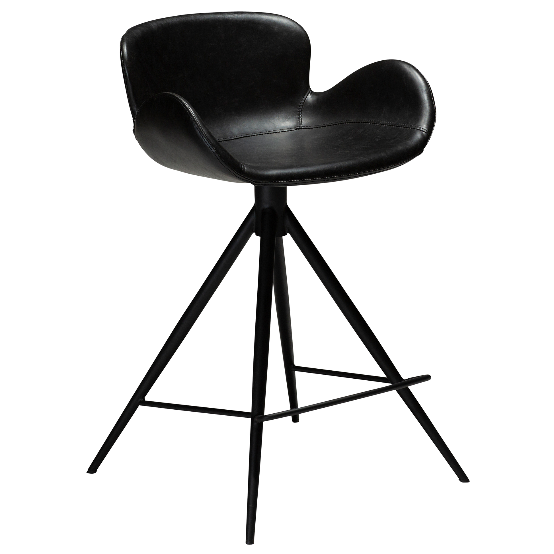 [var:Bezug=Vintage schwarzes Kunstleder mit schwarzen Beinen] GAIA Thekenhocker