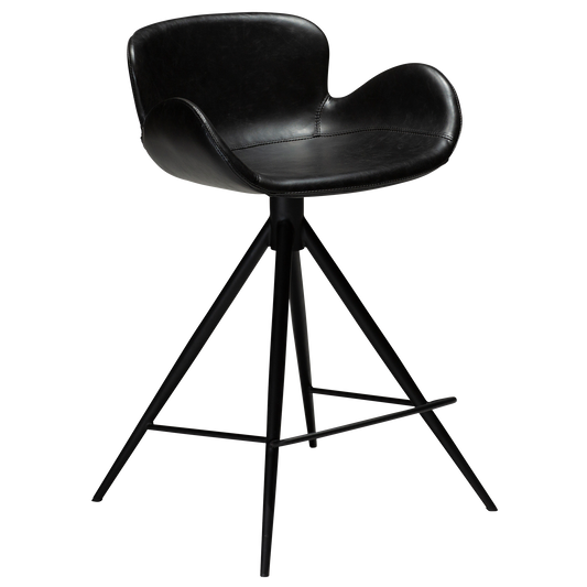 [var:Bezug=Vintage schwarzes Kunstleder mit schwarzen Beinen] GAIA Thekenhocker