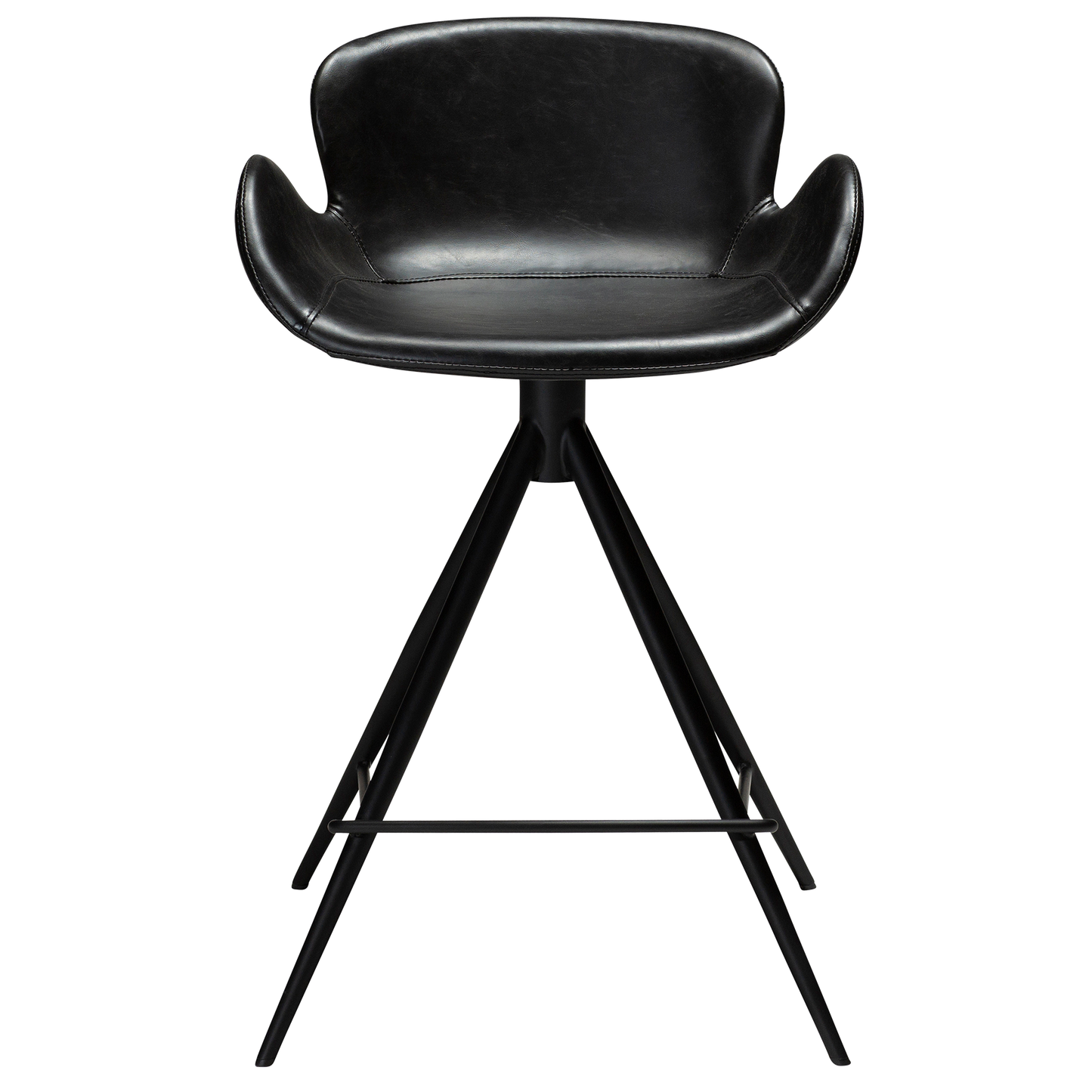 [var:Bezug=Vintage schwarzes Kunstleder mit schwarzen Beinen] GAIA Thekenhocker