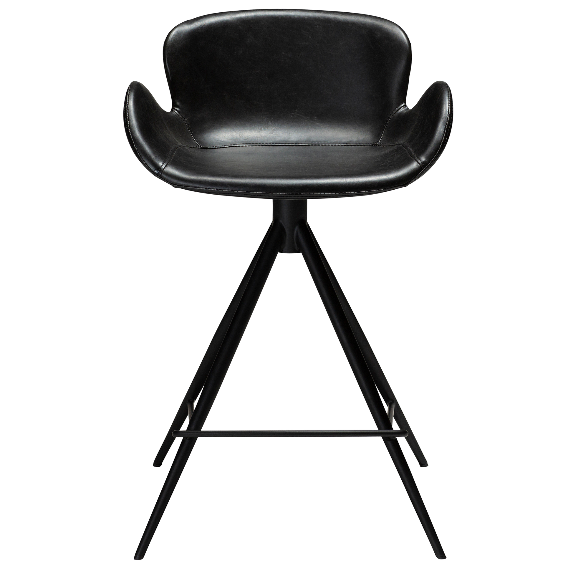 [var:Bezug=Vintage schwarzes Kunstleder mit schwarzen Beinen] GAIA Thekenhocker