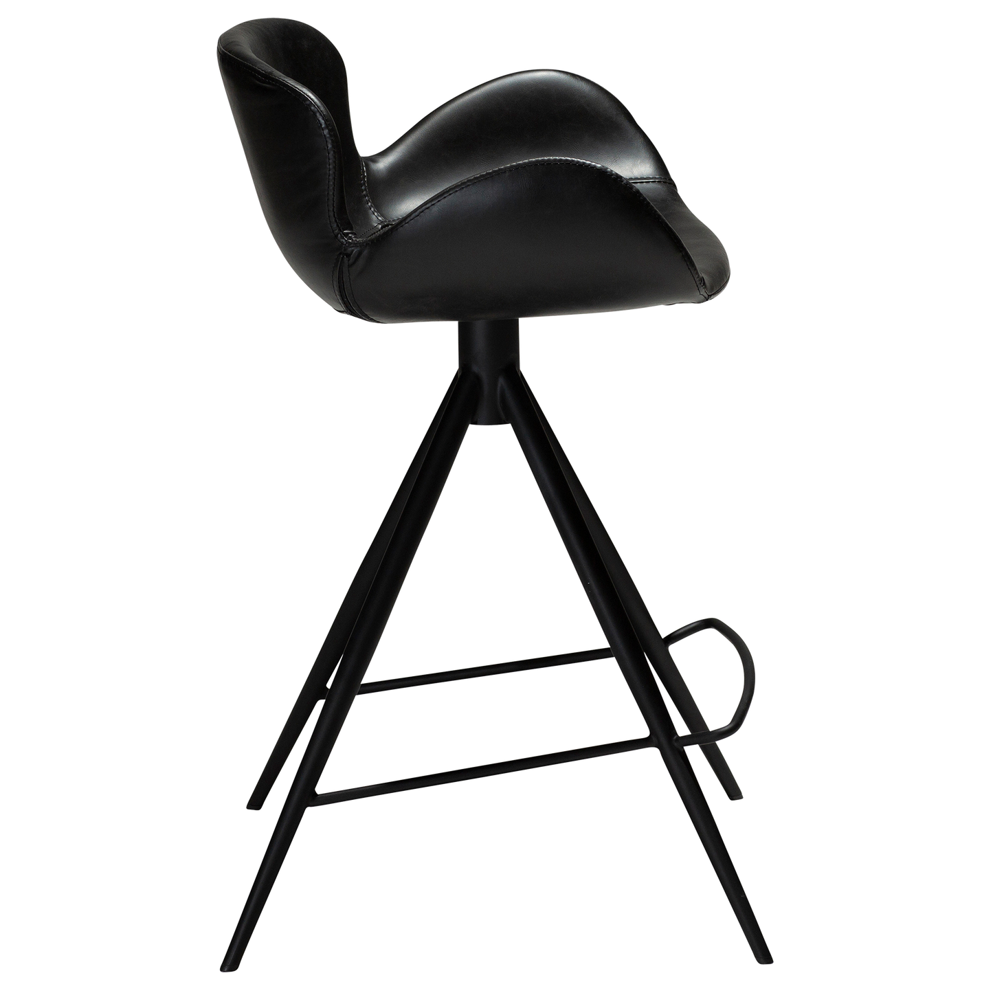 [var:Bezug=Vintage schwarzes Kunstleder mit schwarzen Beinen] GAIA Thekenhocker