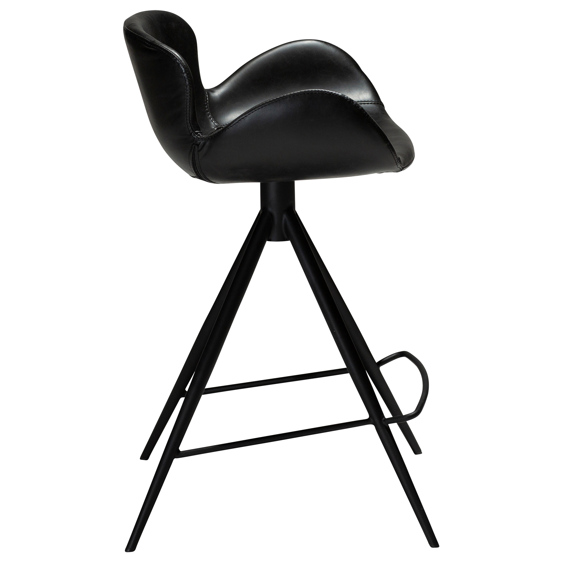 [var:Bezug=Vintage schwarzes Kunstleder mit schwarzen Beinen] GAIA Thekenhocker
