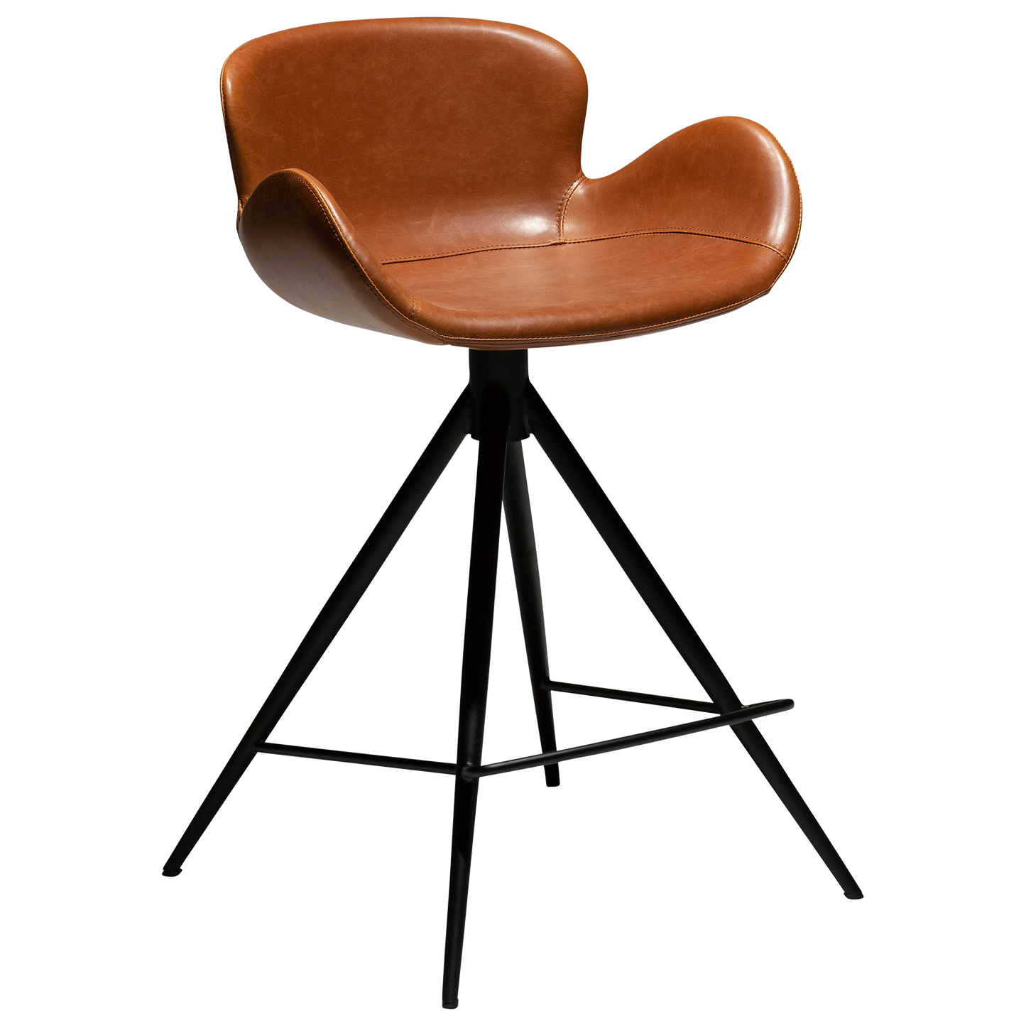 [var:Bezug=Vintage hellbraunes Kunstleder mit schwarzen Beinen] GAIA Thekenhocker