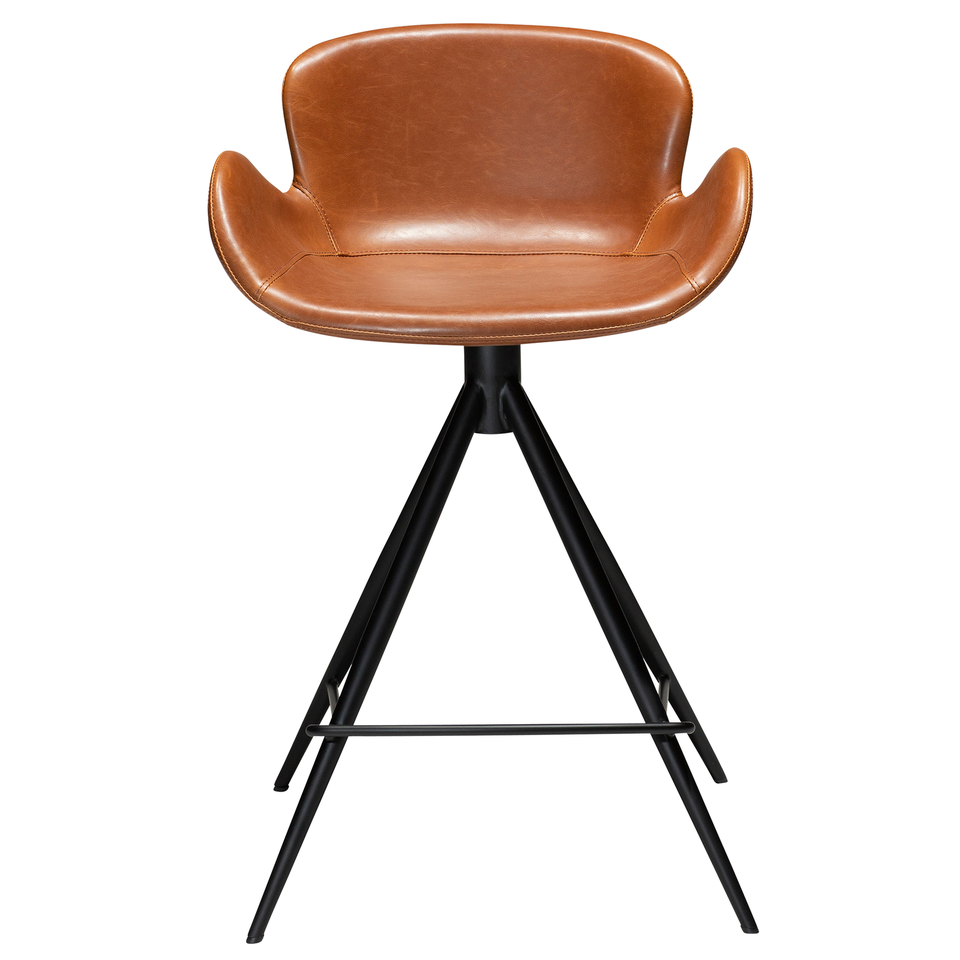 [var:Bezug=Vintage hellbraunes Kunstleder mit schwarzen Beinen] GAIA Thekenhocker