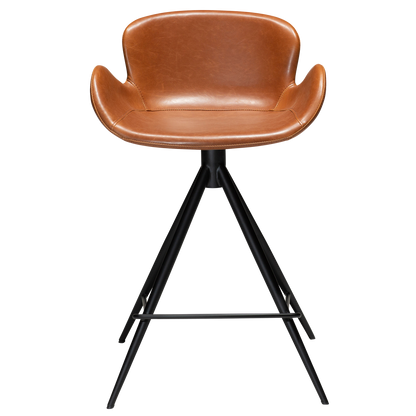 [var:Bezug=Vintage hellbraunes Kunstleder mit schwarzen Beinen] GAIA Thekenhocker