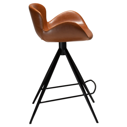 [var:Bezug=Vintage hellbraunes Kunstleder mit schwarzen Beinen] GAIA Thekenhocker