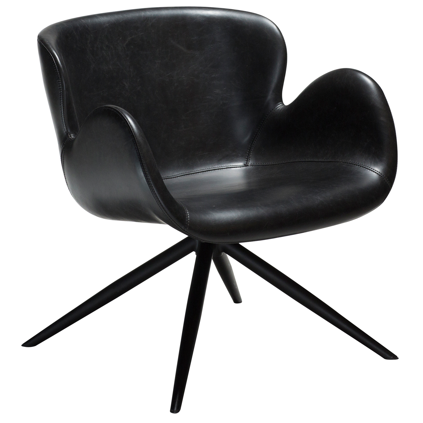 [var:Bezug=Vintage schwarzes Kunstleder mit schwarzen Beinen] GAIA Loungesessel