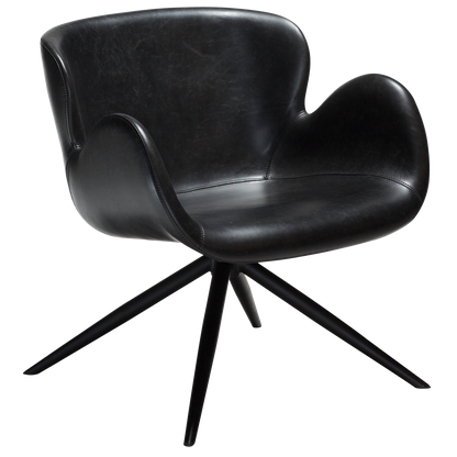 [var:Bezug=Vintage schwarzes Kunstleder mit schwarzen Beinen] GAIA Loungesessel