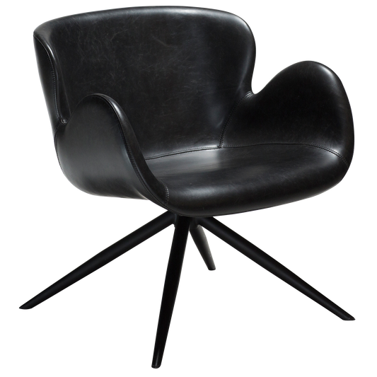 [var:Bezug=Vintage schwarzes Kunstleder mit schwarzen Beinen] GAIA Loungesessel