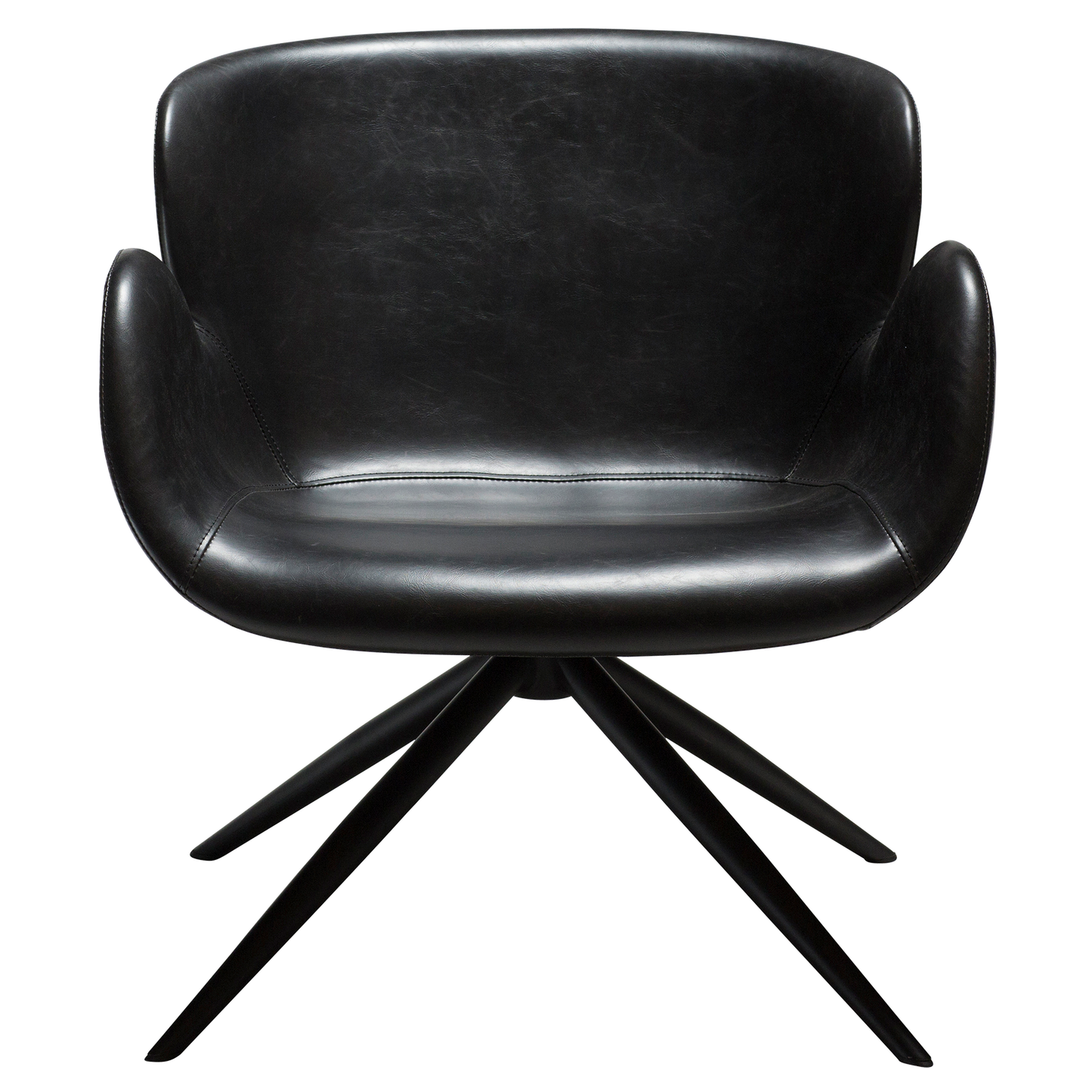 [var:Bezug=Vintage schwarzes Kunstleder mit schwarzen Beinen] GAIA Loungesessel