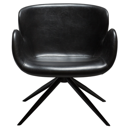 [var:Bezug=Vintage schwarzes Kunstleder mit schwarzen Beinen] GAIA Loungesessel