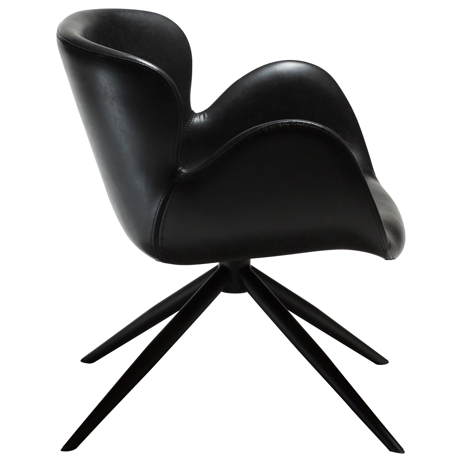 [var:Bezug=Vintage schwarzes Kunstleder mit schwarzen Beinen] GAIA Loungesessel
