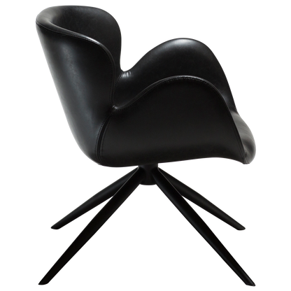 [var:Bezug=Vintage schwarzes Kunstleder mit schwarzen Beinen] GAIA Loungesessel