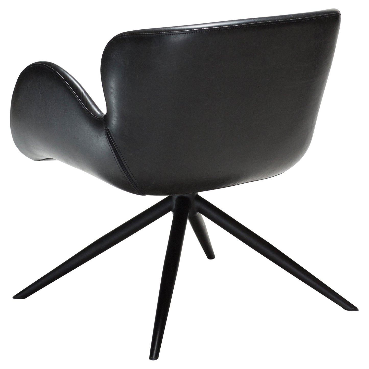 [var:Bezug=Vintage schwarzes Kunstleder mit schwarzen Beinen] GAIA Loungesessel