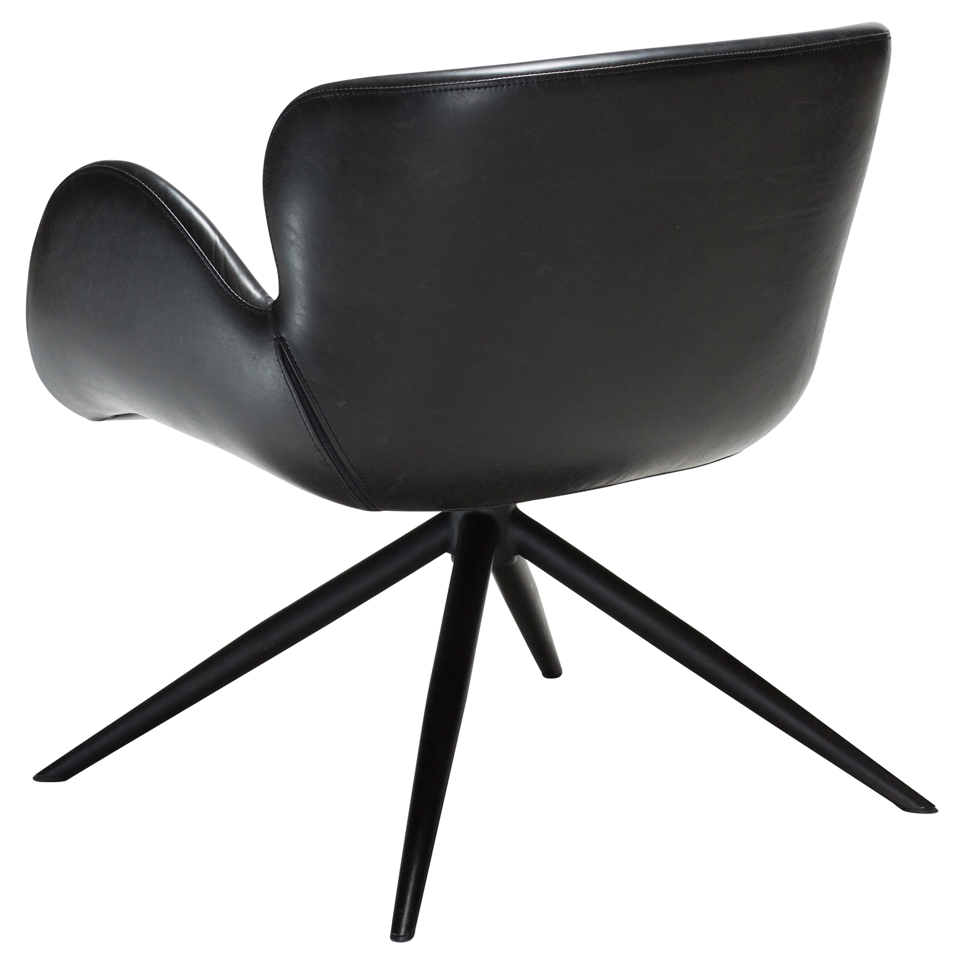 [var:Bezug=Vintage schwarzes Kunstleder mit schwarzen Beinen] GAIA Loungesessel