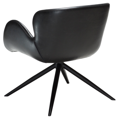 [var:Bezug=Vintage schwarzes Kunstleder mit schwarzen Beinen] GAIA Loungesessel