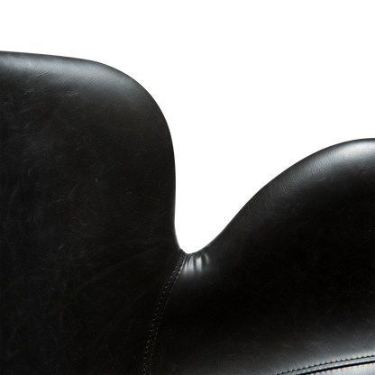 [var:Bezug=Vintage schwarzes Kunstleder mit schwarzen Beinen] GAIA Loungesessel