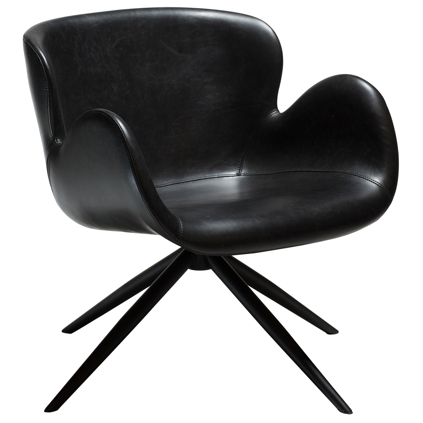 [var:Bezug=Vintage schwarzes Kunstleder mit schwarzen Beinen] GAIA Loungesessel