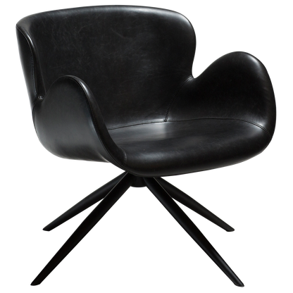 [var:Bezug=Vintage schwarzes Kunstleder mit schwarzen Beinen] GAIA Loungesessel