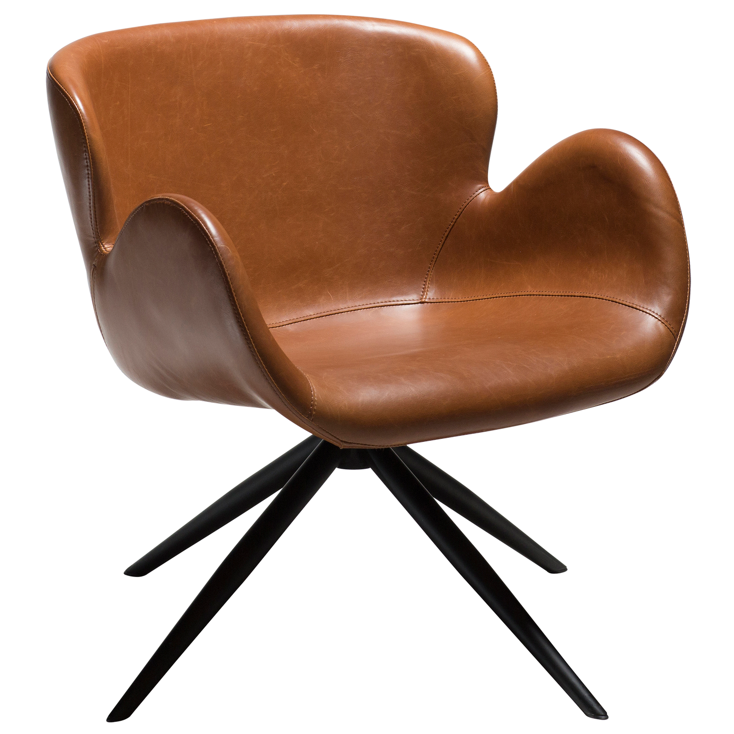 [var:Bezug=Vintage hellbraunes Kunstleder mit schwarzen Beinen] GAIA Loungesessel
