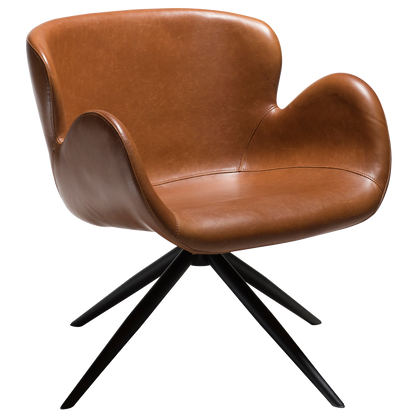 [var:Bezug=Vintage hellbraunes Kunstleder mit schwarzen Beinen] GAIA Loungesessel