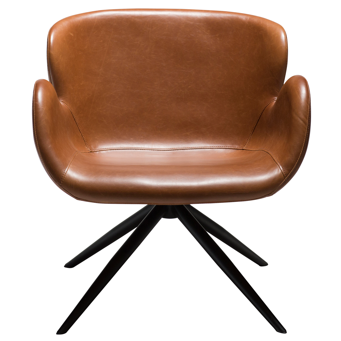 [var:Bezug=Vintage hellbraunes Kunstleder mit schwarzen Beinen] GAIA Loungesessel