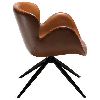 [var:Bezug=Vintage hellbraunes Kunstleder mit schwarzen Beinen] GAIA Loungesessel