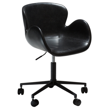 [var:Bezug=Vintage schwarzes Kunstleder mit schwarzen Beinen] GAIA Bürostuhl