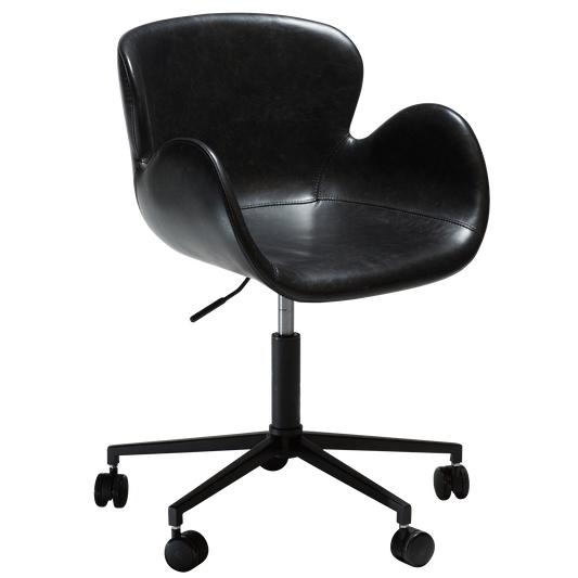 [var:Bezug=Vintage schwarzes Kunstleder mit schwarzen Beinen] GAIA Bürostuhl