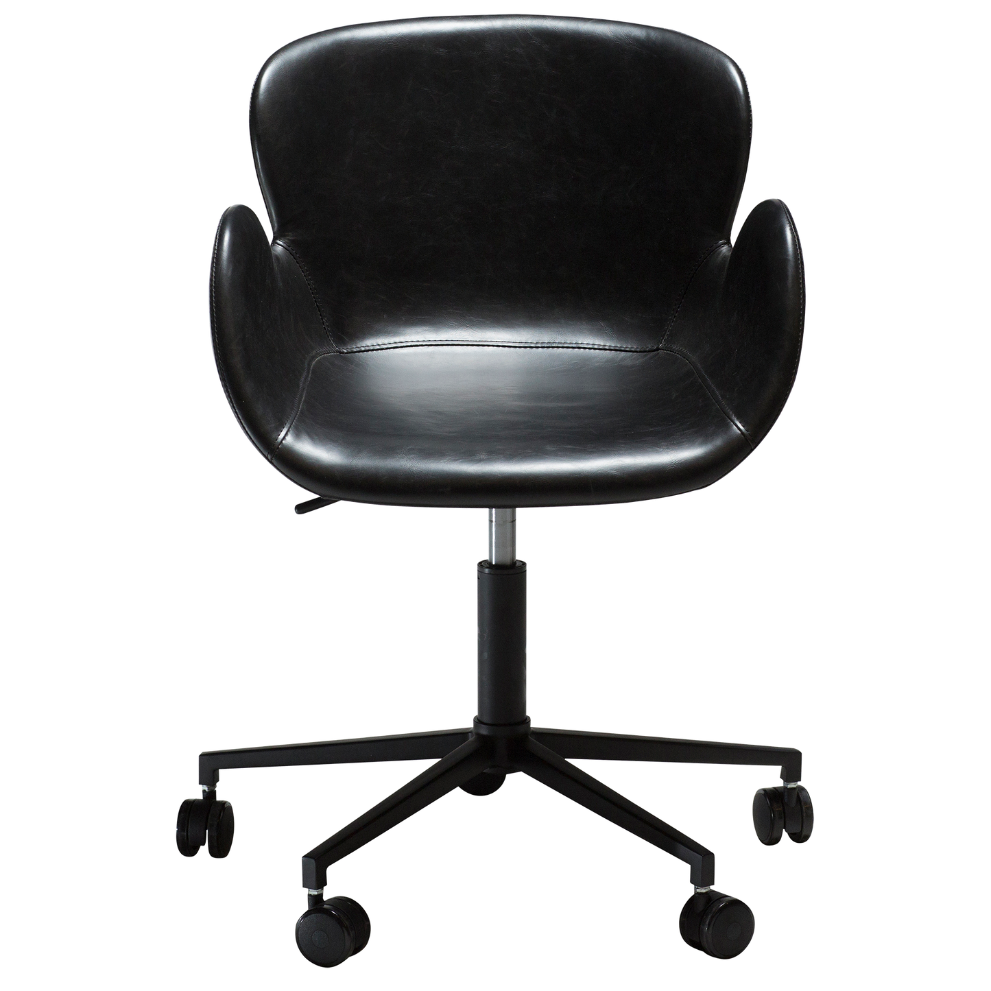 [var:Bezug=Vintage schwarzes Kunstleder mit schwarzen Beinen] GAIA Bürostuhl