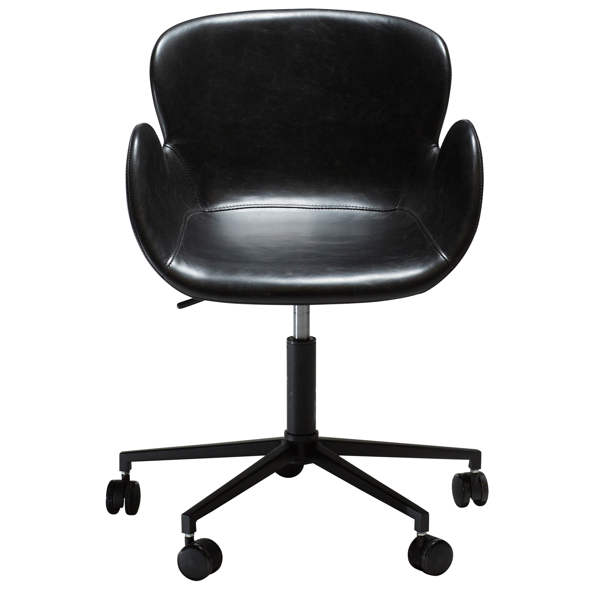 [var:Bezug=Vintage schwarzes Kunstleder mit schwarzen Beinen] GAIA Bürostuhl