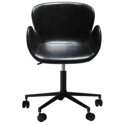 [var:Bezug=Vintage schwarzes Kunstleder mit schwarzen Beinen] GAIA Bürostuhl