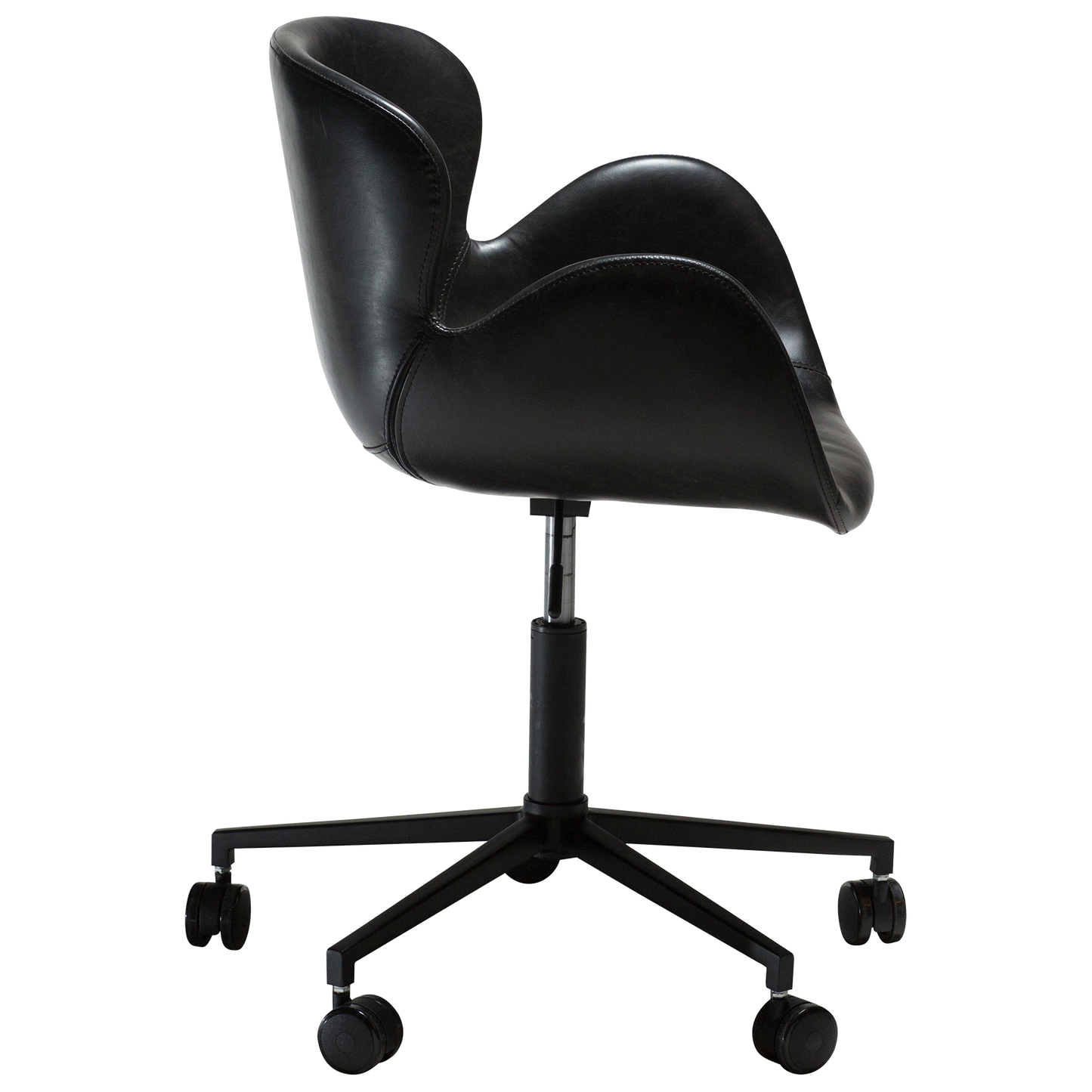 [var:Bezug=Vintage schwarzes Kunstleder mit schwarzen Beinen] GAIA Bürostuhl